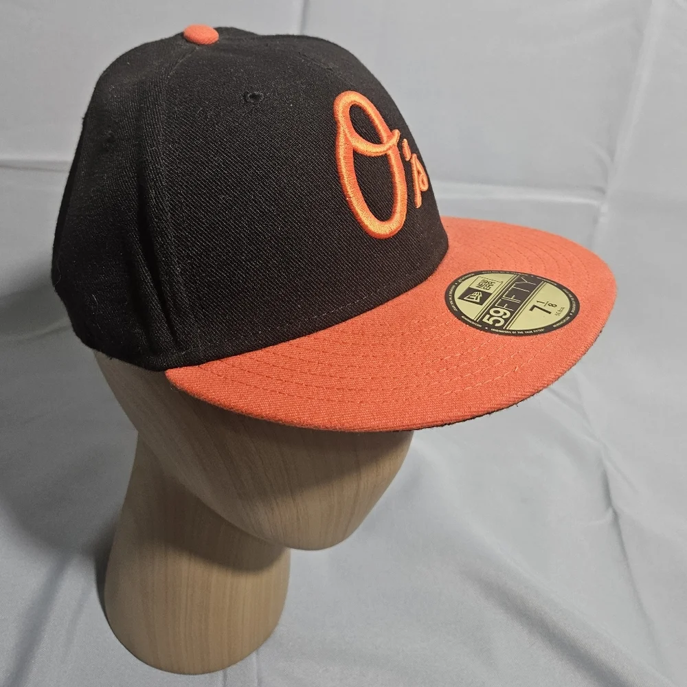 New Era 59Fifty MLB Baltimore Orioles O's Black/Orange Fitted Hat - Size 7 1/8